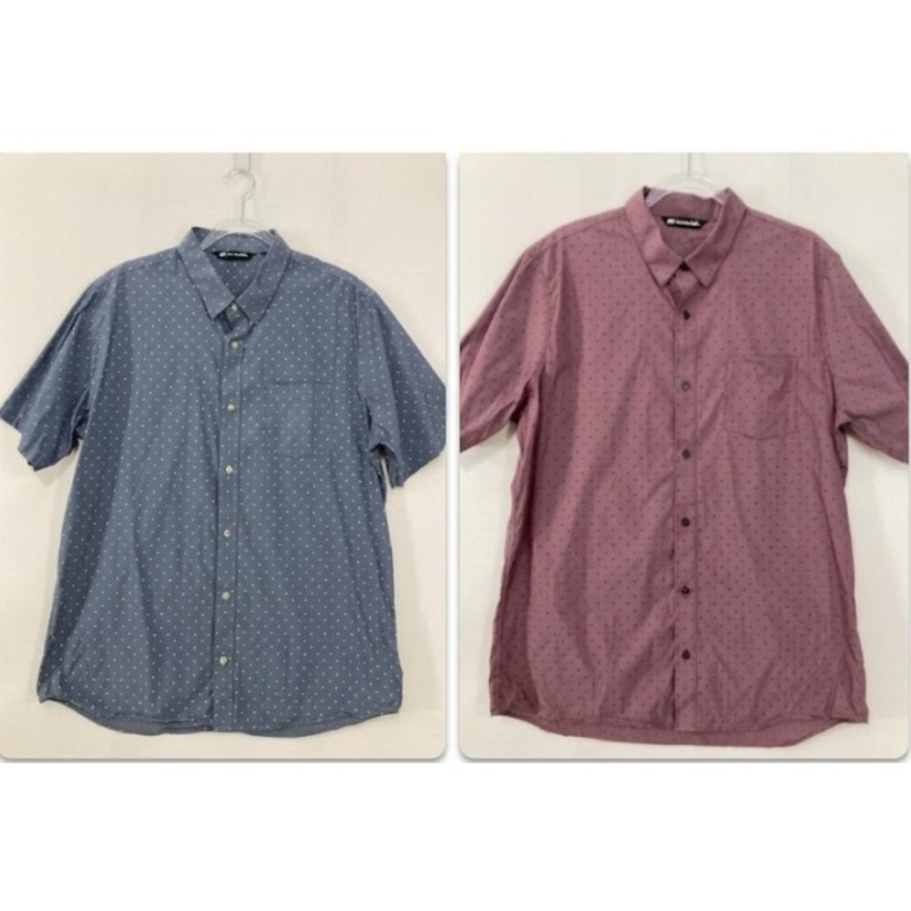 Bundle of Two TravisMathew Button Down Shirt XL Geometric Print Short Sleeve